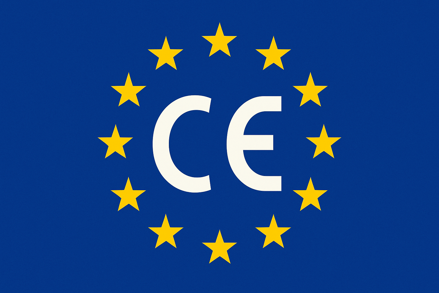 Drapeau bleu Union européenne avec écrit CE à l’intérieur 